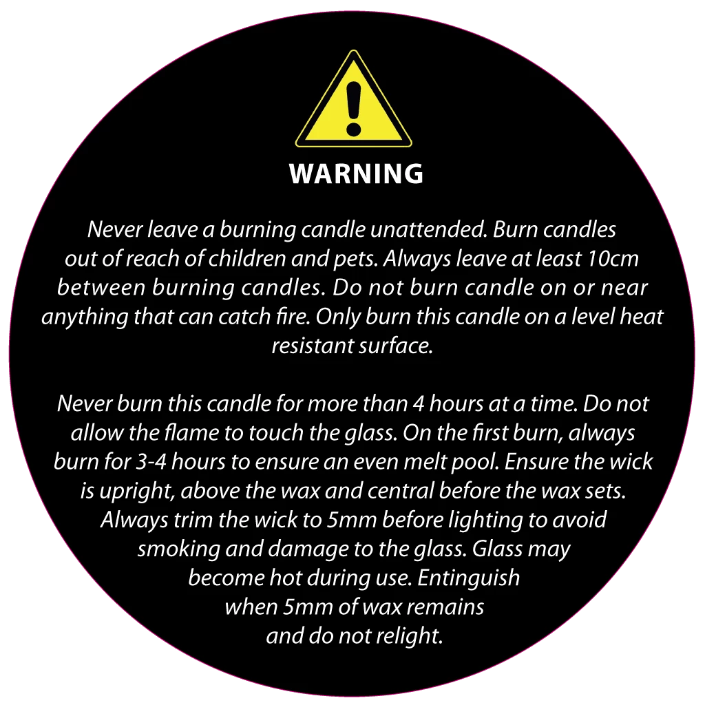Candle Shack 50mm Black Candle Safety Label 1 Candle Shack 50mm Black Candle Safety Label