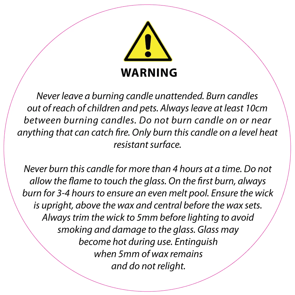 Candle Shack 50mm Clear Candle Safety Label (w/ Black Text) 1 Candle Shack 50mm Clear Candle Safety Label (w/ Black Text)